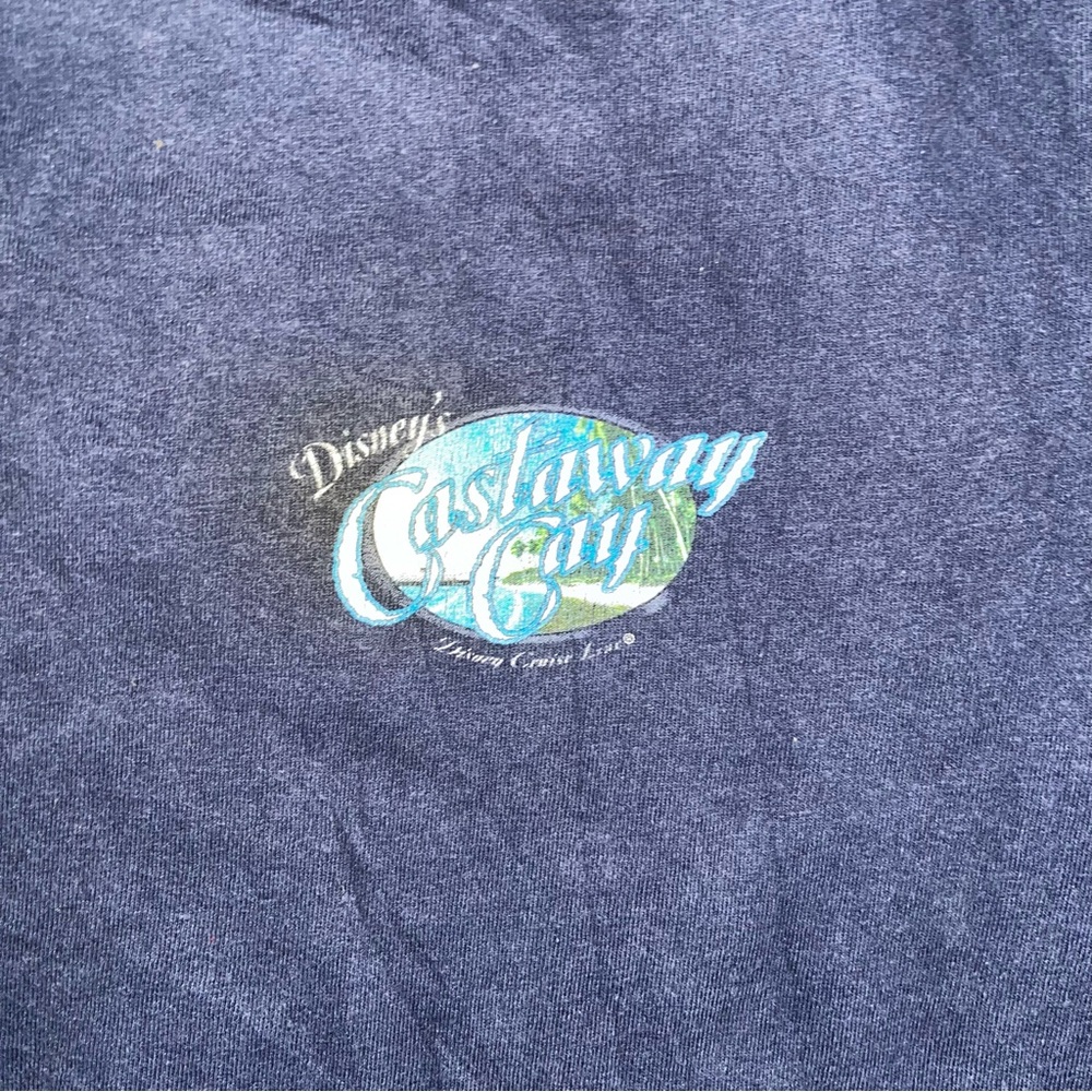 Vtg Y2k Disney Surf Cruise Line Shirt L Castaway Cay Mickey Mouse Graphic Blue - Picture 3 of 6